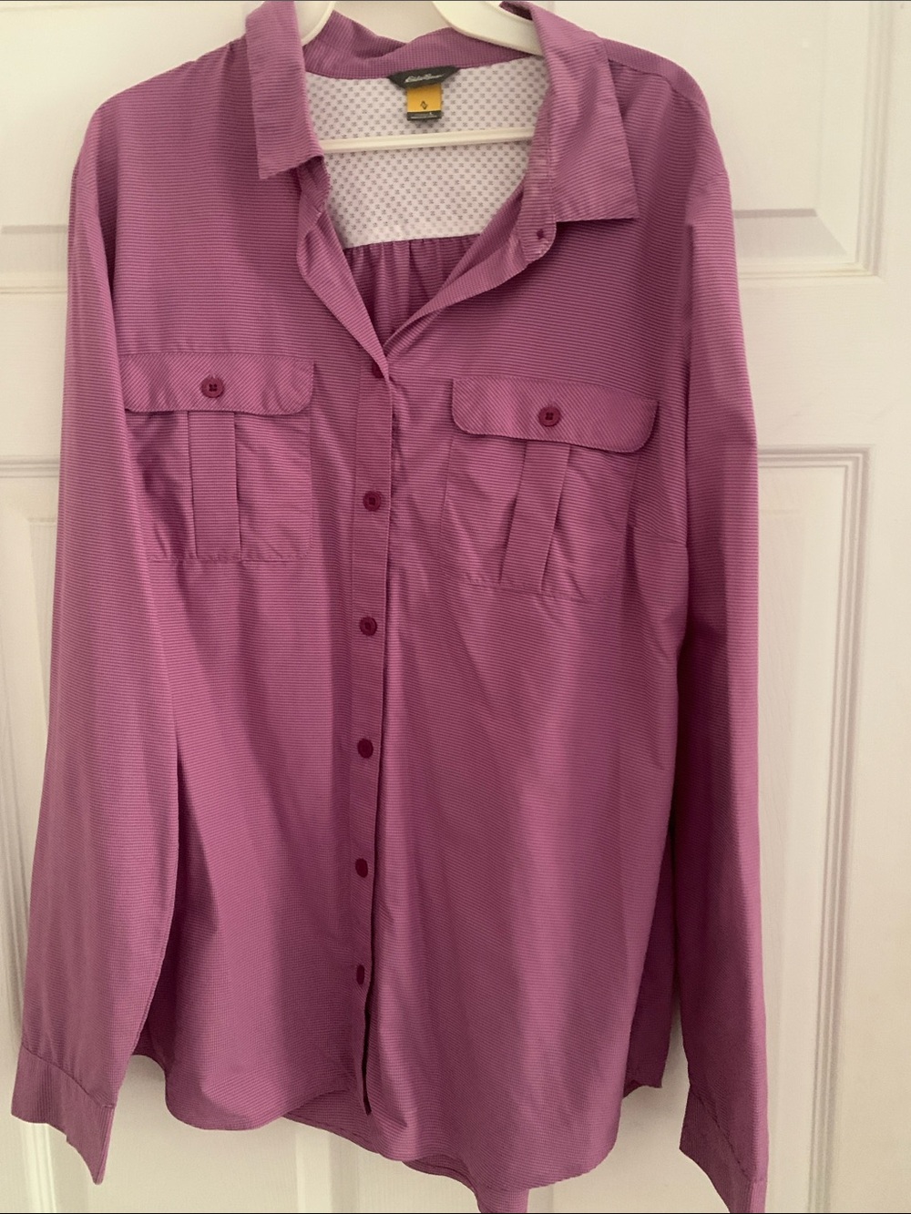Eddie Bauer Purple Check Button-Up Top